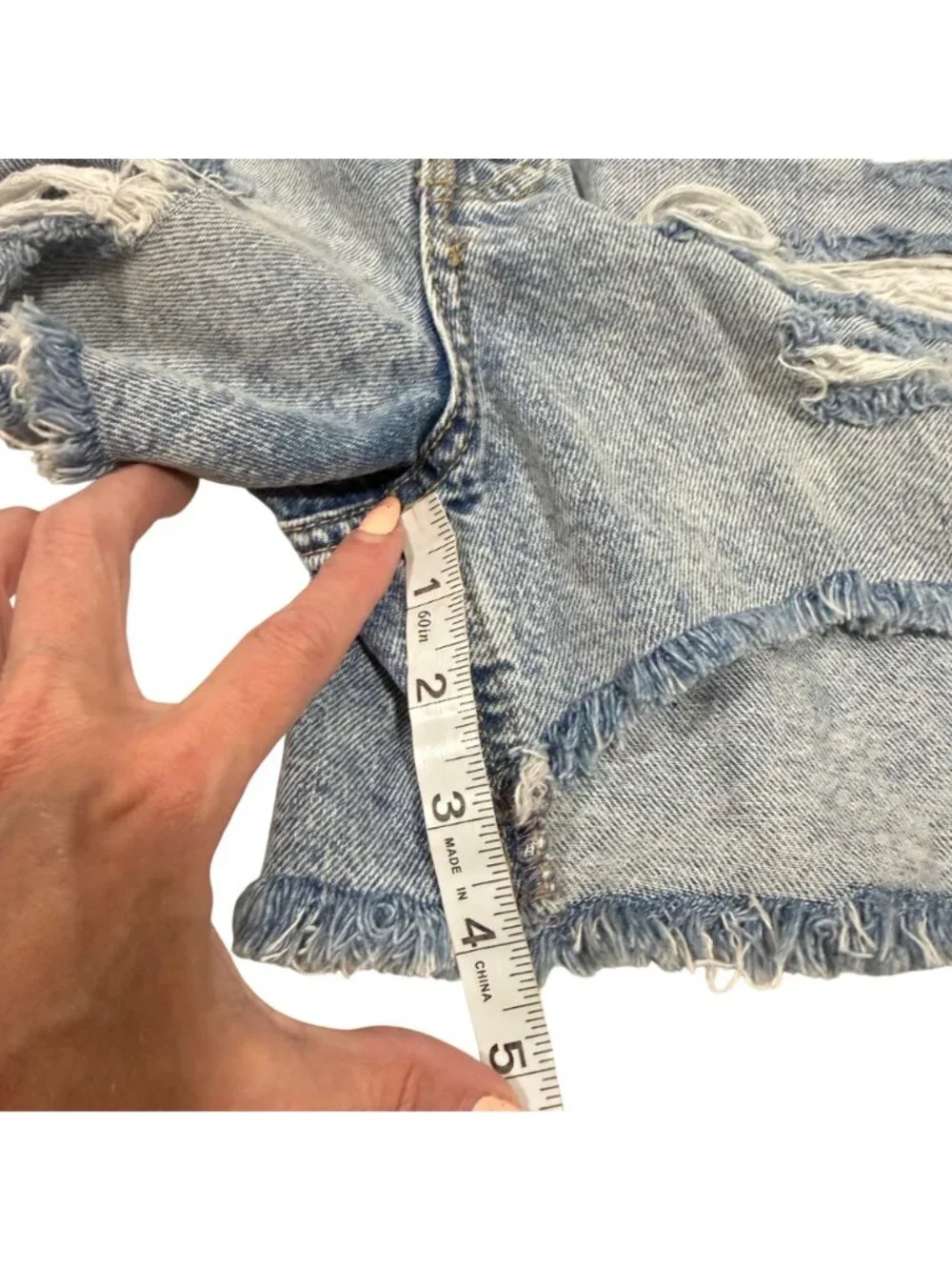 Free People We the Free Maggie Mid Rise Destressed Jean Shorts Size 28